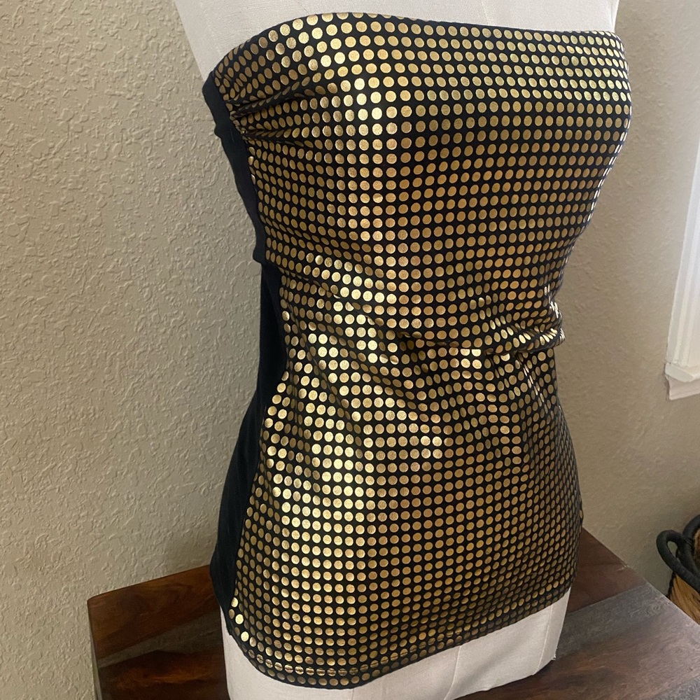 Express Gold Strapless Top XS